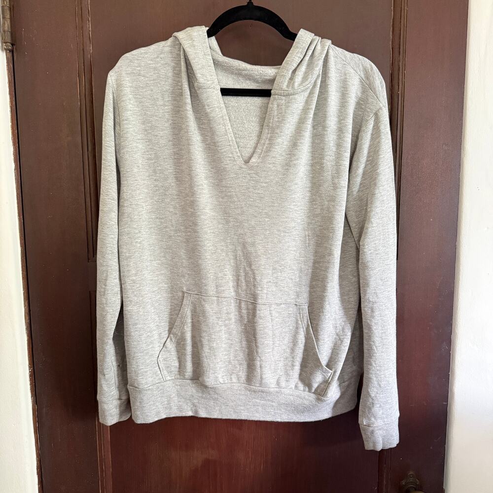 BEYOND YOGA | Heather Gray Split Neck Modal Hooded Sweatshirt | Medium